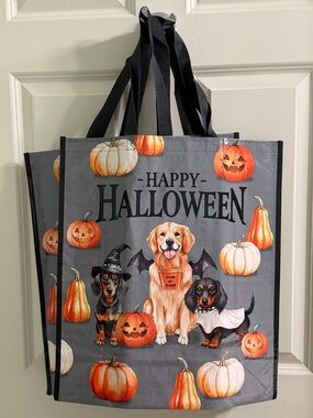 Cracker Barrel  Halloween Pumpkin & Dog Reusable Tote- NWOT- set of 3
